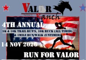Run For Valor 10K + 5K Trail Run, 10K Ruck, Virtual 10K + 5K & 1 Mile Run/Walk 2026 logo