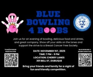 Blue Bowling 4 Boobs-Dubuque 2026 logo