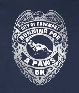 City of Rockmart - "Running for a Paws" 5K 2026 logo