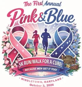 Pink and Blue 5k Run/Walk for Breast Cancer 2026 logo
