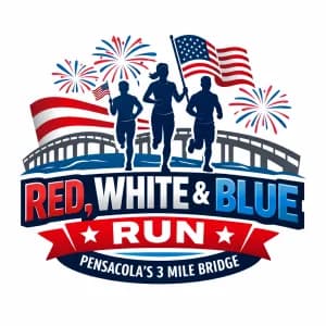 Pensacola - Red White Blue - Flag Run x Fleet Feet Pensacola 2026 logo