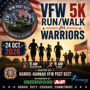 5K VFW 6527 RUN/WALK FOR WARRIORS 2026 logo