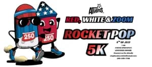 Red, White & ZOOM Rocket Pop 5K 2026 logo