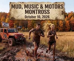 MUD, MOTORS & MUSIC MONTROSS 5K TRAIL RUN 2026 logo