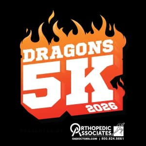 Dragons 5K presented by Orthopedic Associates 2026 logo