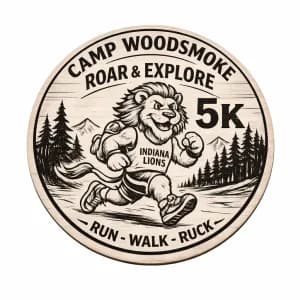 Camp Woodsmoke Roar & Explore 5K 2026 logo