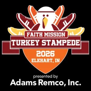 Faith Mission Turkey Stampede presented by Adams Remco, Inc. 2026 logo
