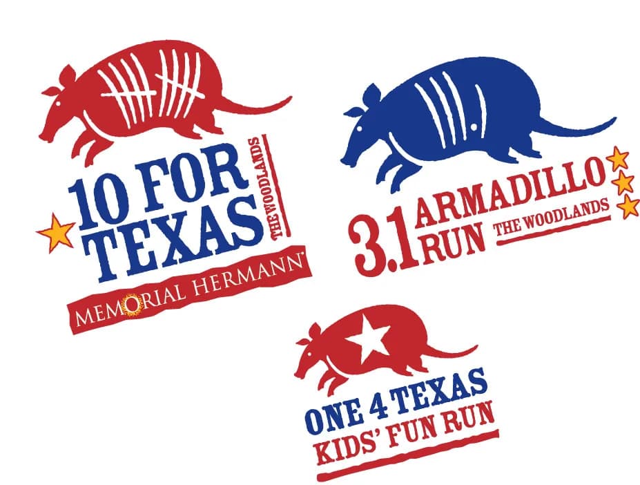 2026 Memorial Hermann 10 for Texas, 3.1 Armadillo Run (5K) & One 4 Texas Kids' Fun Run logo
