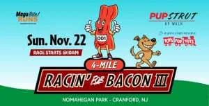 Racin' for Bacon 4 Miler and Pup Strut 2026 logo