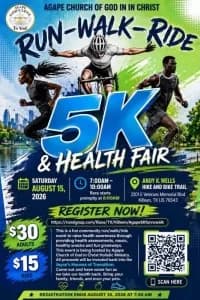 Agape 5K fun run/walk/ride for Jesus 2026 logo