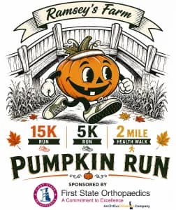 Ramsey's Farm Pumpkin Run - 15k/5k trail run, 2-mile health walk 2026 logo