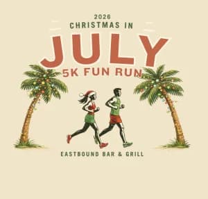 Eastbound's Christmas in July 5K 2026 logo