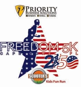 Priority Business Solutions Freedom 5K & Scooter's Lawn Care Kid's Fun Run 2026 logo