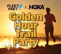 Fleet Feet Golden Hour Trail Party with HOKA 2026 logo