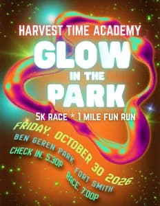 Harvest Time Academy Glow in the Park 5k Run 2026 logo