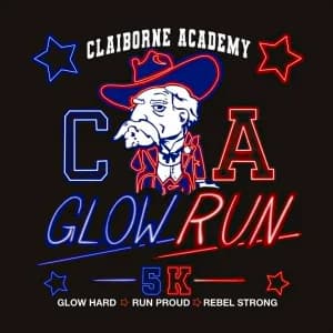 Claiborne Academy Rebel Glow Run 5k 2026 logo