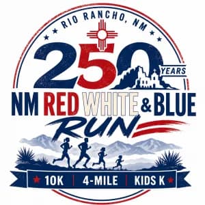 NM RED WHITE AND BLUE RUN 2026 logo