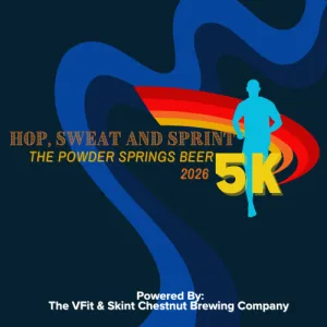 Hop, Sweat and Sprint: The Powder Springs Beer 5K 2026 logo