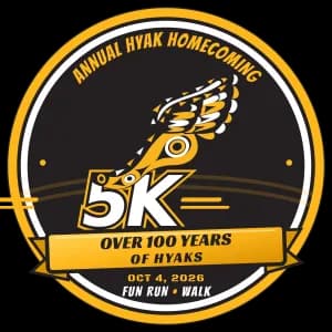 Hyak Homecoming 5K fun Run/Walk, 100 Years of Hyaks 2026 logo