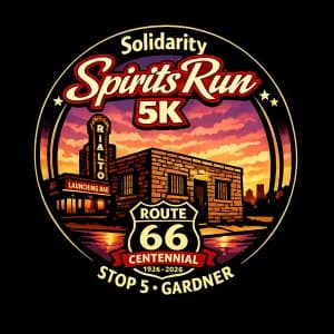 Solidarity Sidekick down Route 66 - Stop 5- Gardner 6.6K 2026 logo