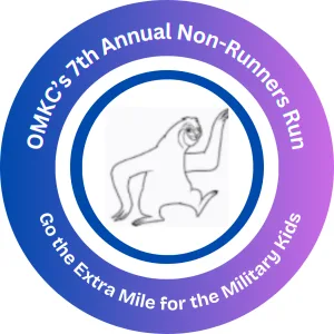 The OMKC Non-Runners Run or Go the Extra Mile for the Military Kids 2026 logo