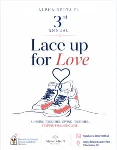Lace up for Love - a 5k supporting the Ronald McDonald House Charities of Charleston 2026 logo