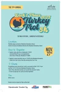 Zacks Place Thanksgiving Turkey Trot in-person and global 2026 logo