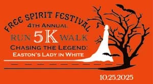 Chasing the Legend; Easton's Lady in White 5K Run/Walk 2026 logo