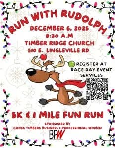 CROSS TIMBERS BUSINESS & PROFESSIONAL WOMEN’S RUN WITH RUDOLPH 5K & 1 MILE FUN RUN 2026 logo