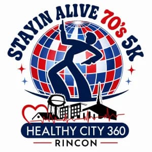 Stayin' Alive 70s 5K 2026 logo