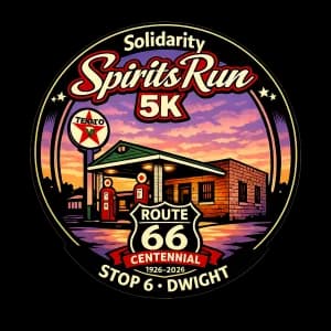 Solidarity Sidekick down Route 66 - Stop 6- Dwight 6.6K 2026 logo