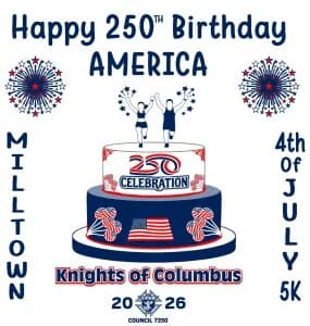 Milltown Knights of Columbus July 4th 5K Run 2026 logo